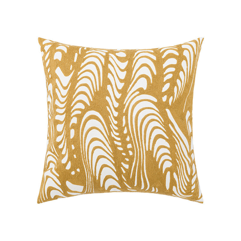 Cotton Chain Embroidered Lumbar Pillow Cover