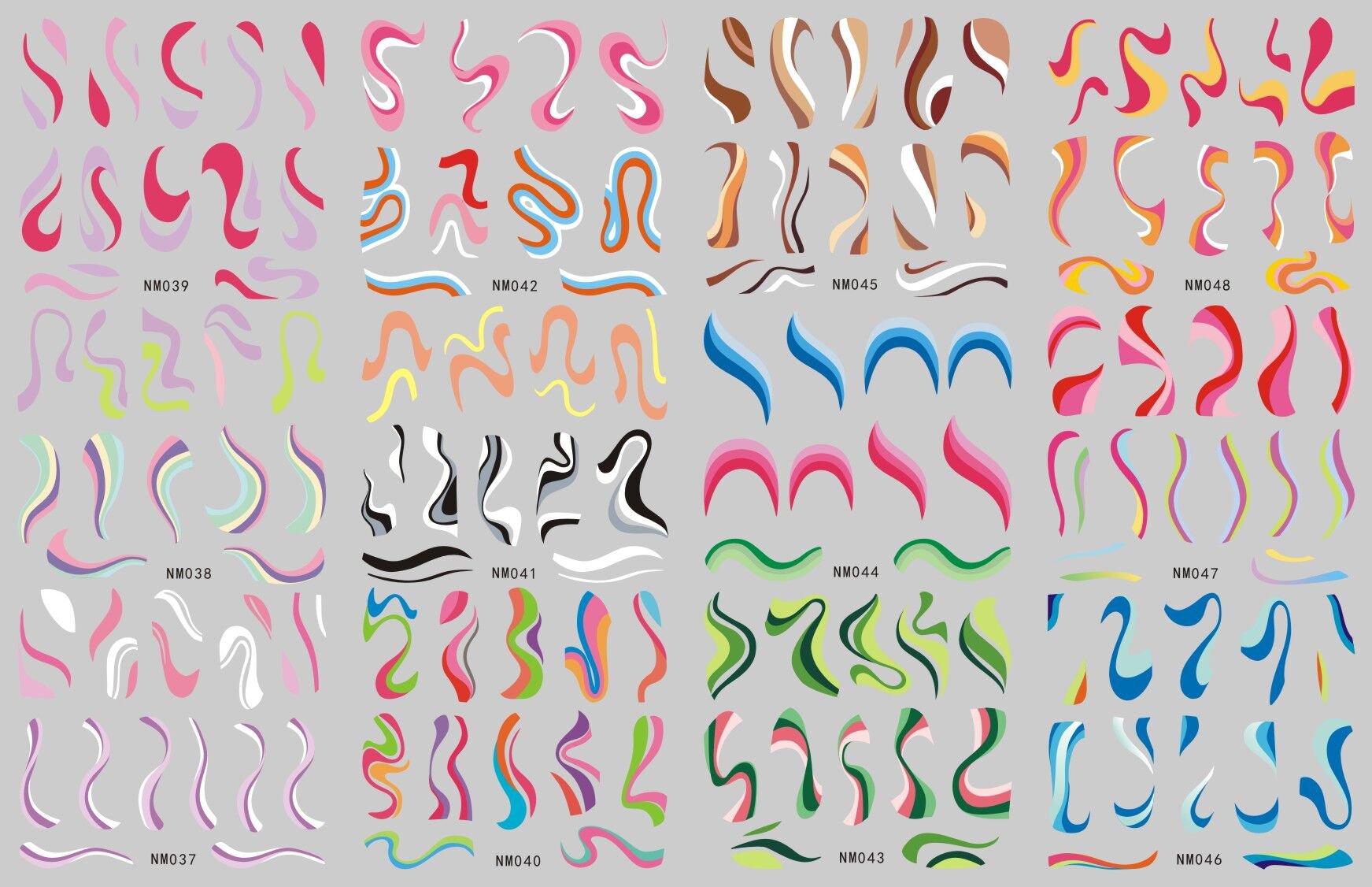 Abstract Ribbon Line Watermark Nail Sticker Decor