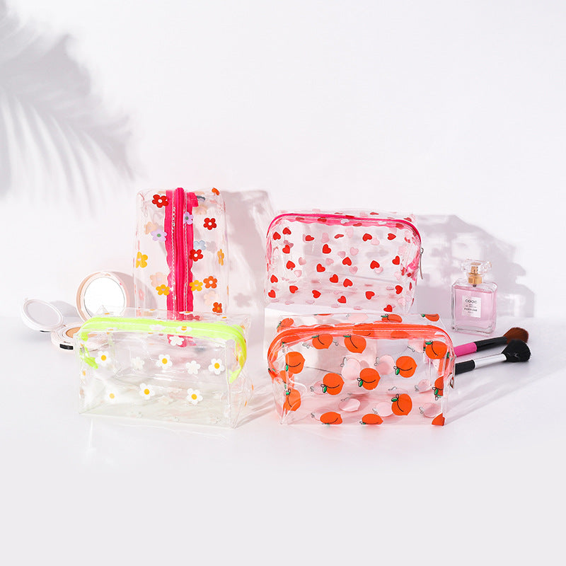 Cute Cartoon Transparent Makeup Storage Bag - Large Capacity