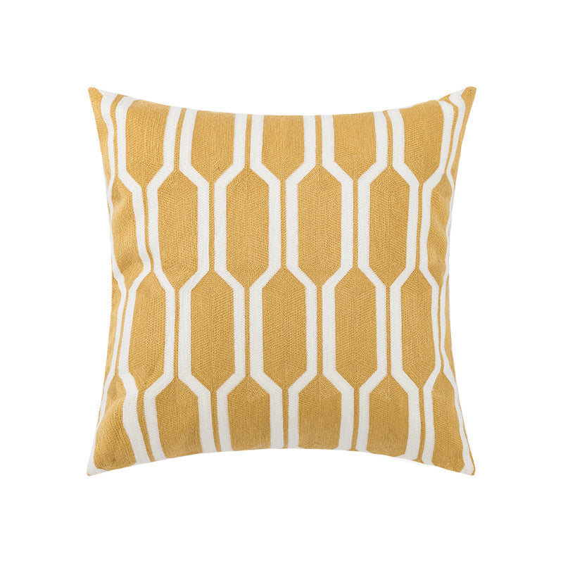 Cotton Chain Embroidered Lumbar Pillow Cover