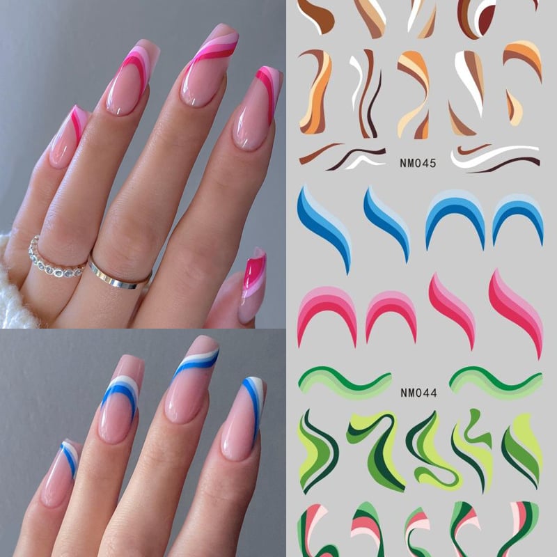 Abstract Ribbon Line Watermark Nail Sticker Decor