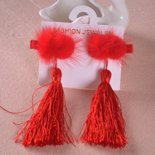 Fringed Hair Ball Hairpin Accessory