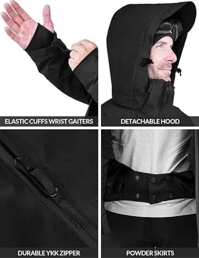 Heated Jacket, Ski Jacket Coat, With 12V 16000mAh Battery Pack, 5 Areas Heating Thicken Men Winter Coat
