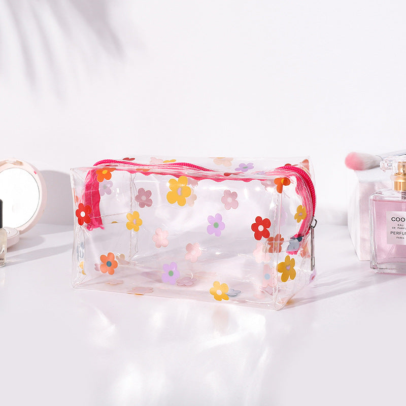 Cute Cartoon Transparent Makeup Storage Bag - Large Capacity