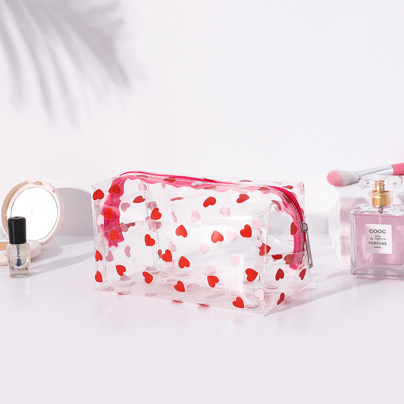 Cute Cartoon Transparent Makeup Storage Bag - Large Capacity