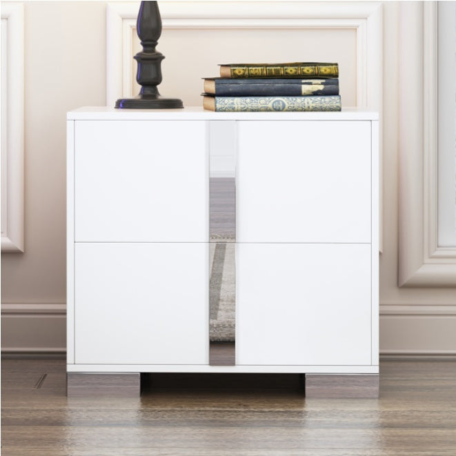 Elegant Nightstand With Metal Handle