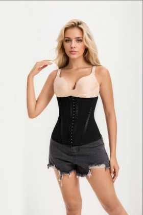 Waist Mesh Trainer Strapless For Women-Faja Colombian Girdle Hourglass -Steel Boned Corset Shapewear Tummy Waist Body Shaper With Extended Button