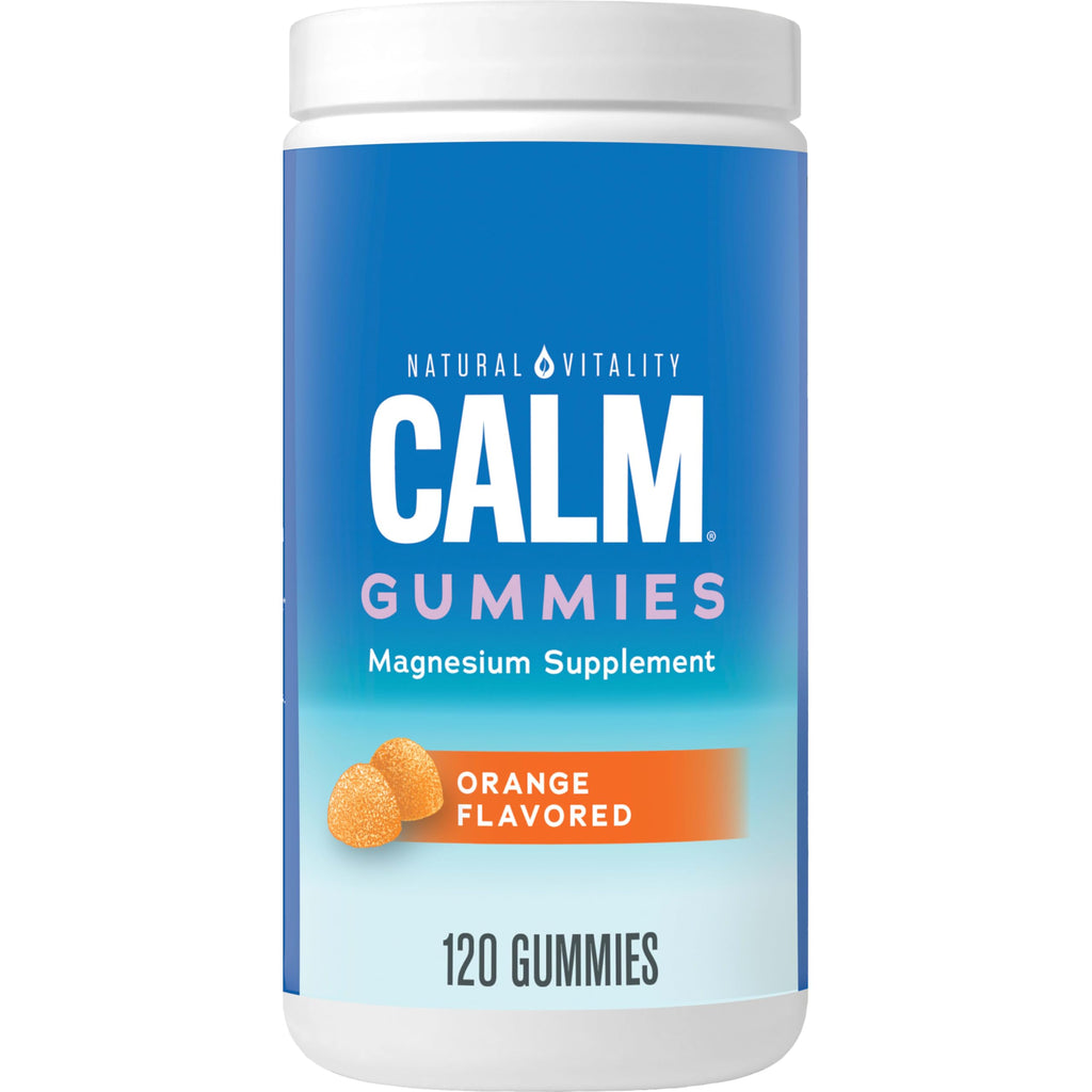 Natural Vitality Calm Magnesium Supplement Anti-Stress Gummies Vegan Gluten-Free Orange Flavor 120 Gummies