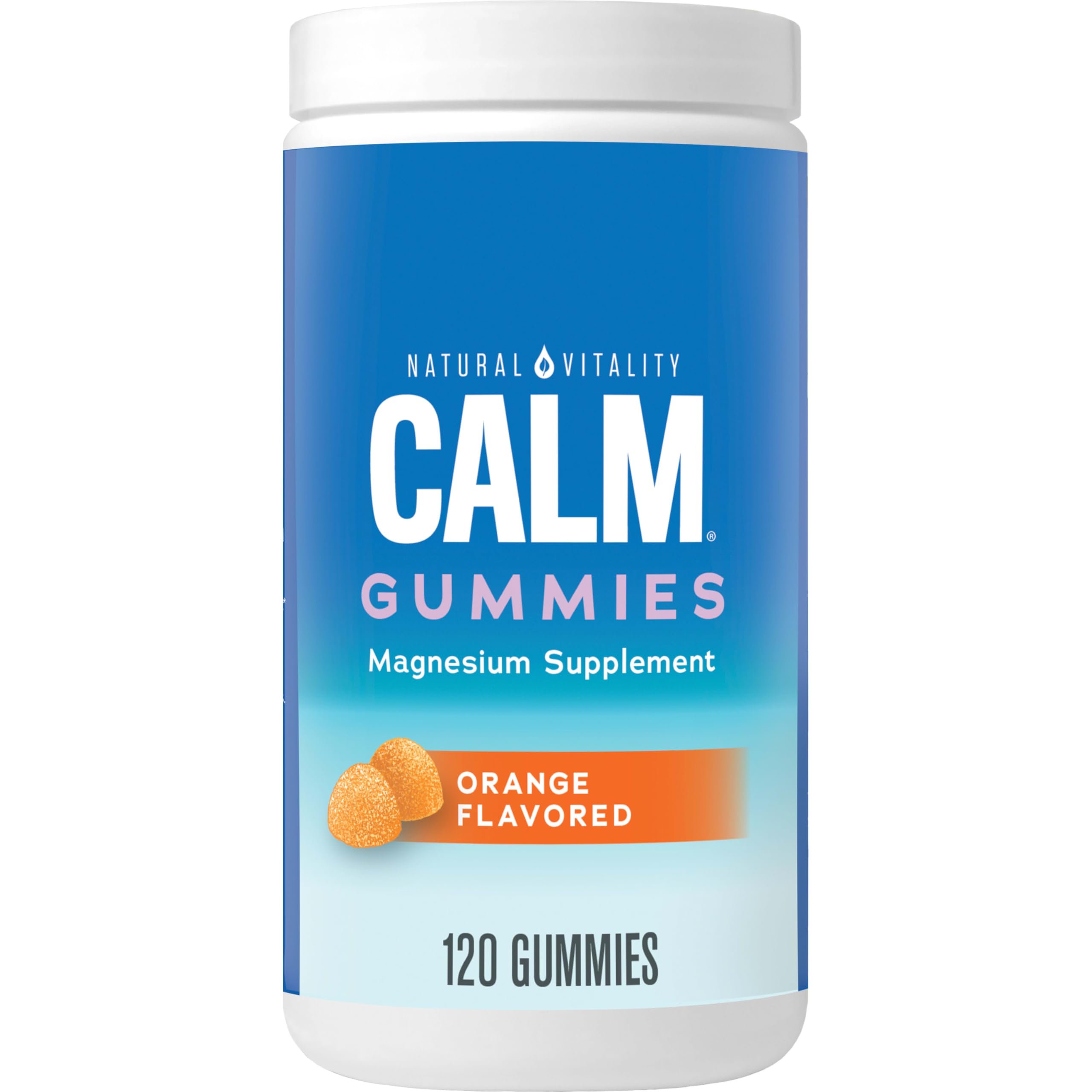 Natural Vitality Calm Magnesium Supplement Anti-Stress Gummies Vegan Gluten-Free Orange Flavor 120 Gummies