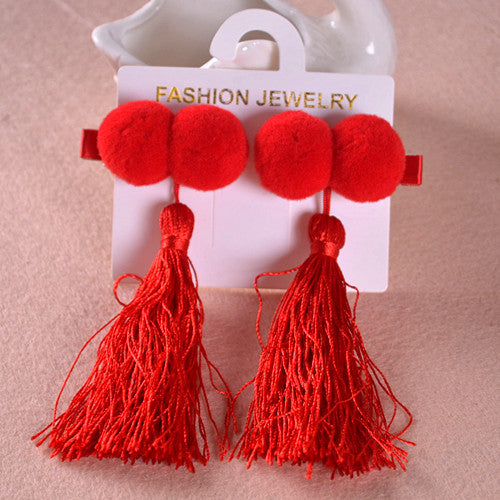 Fringed Hair Ball Hairpin Accessory