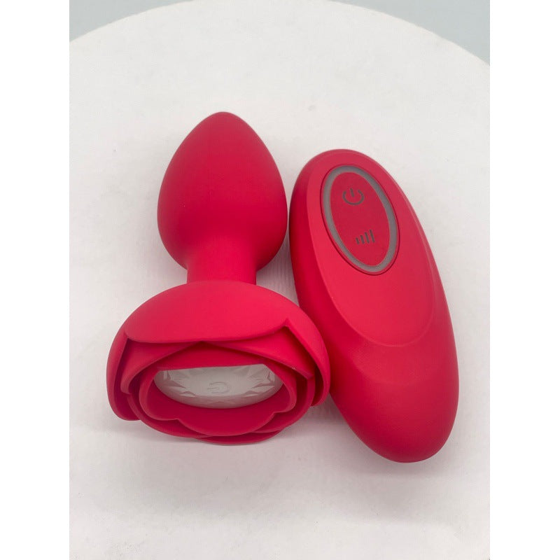 Vibrating Rose Touch Anal Plug with Light and Egg