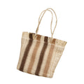 Retro Straw Woven Shoulder Bag with Vertical Stripes