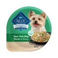 Blue Buffalo Delights Small Breed Natural Wet Dog Food NY Strip Flavor in Gravy 3.5-oz Cups 12 Count