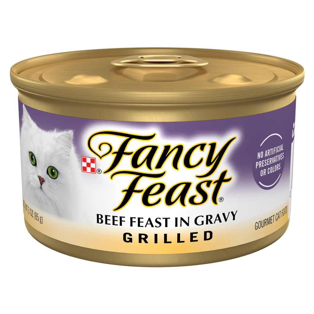 Purina Fancy Feast Grilled Wet Cat Food Beef Feast in Wet Cat Food Gravy - (Pack of 24) 3 oz. Cans