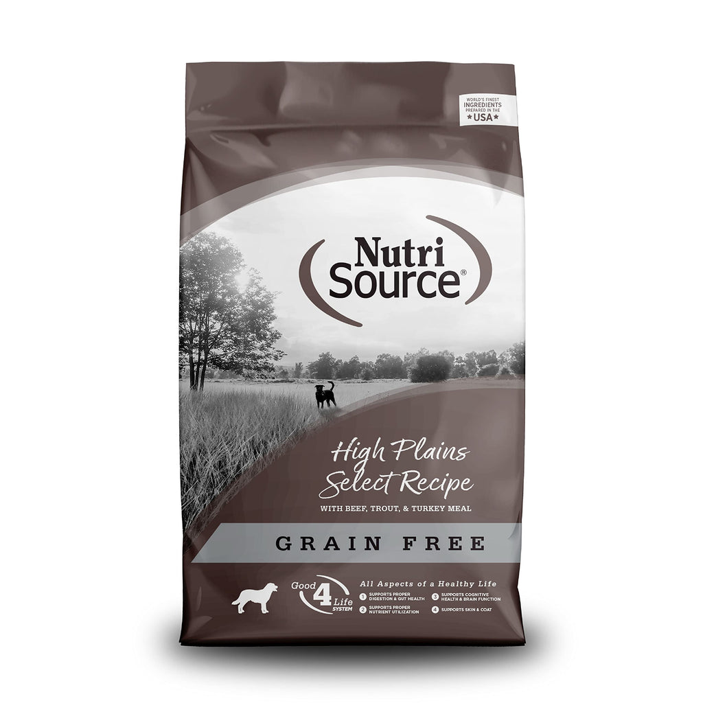 NutriSource High Plains Select Grain-Free Dog Food Made with Beef Trout and Turkey Meal 15LB Dry Dog Food