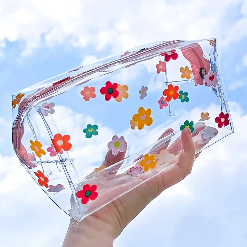 Cute Cartoon Transparent Makeup Storage Bag - Large Capacity