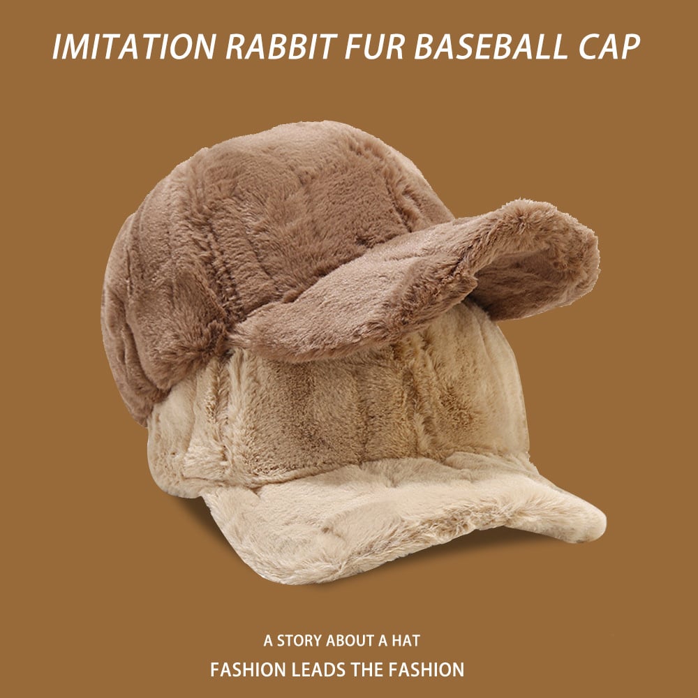 Winter Men's Thick Fleece Rabbit Fur Baseball Cap