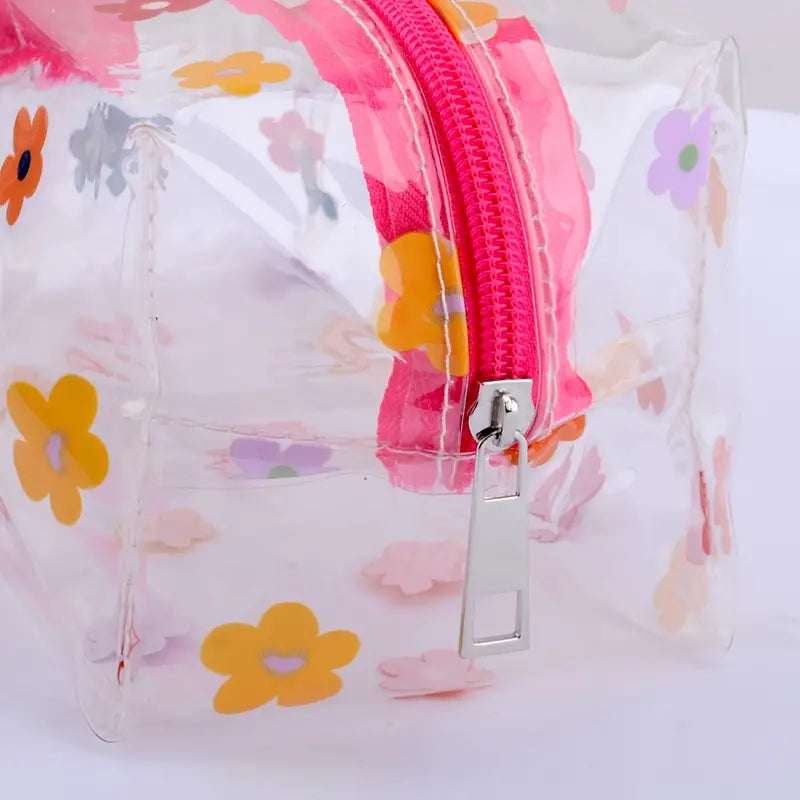 Cute Cartoon Transparent Makeup Storage Bag - Large Capacity