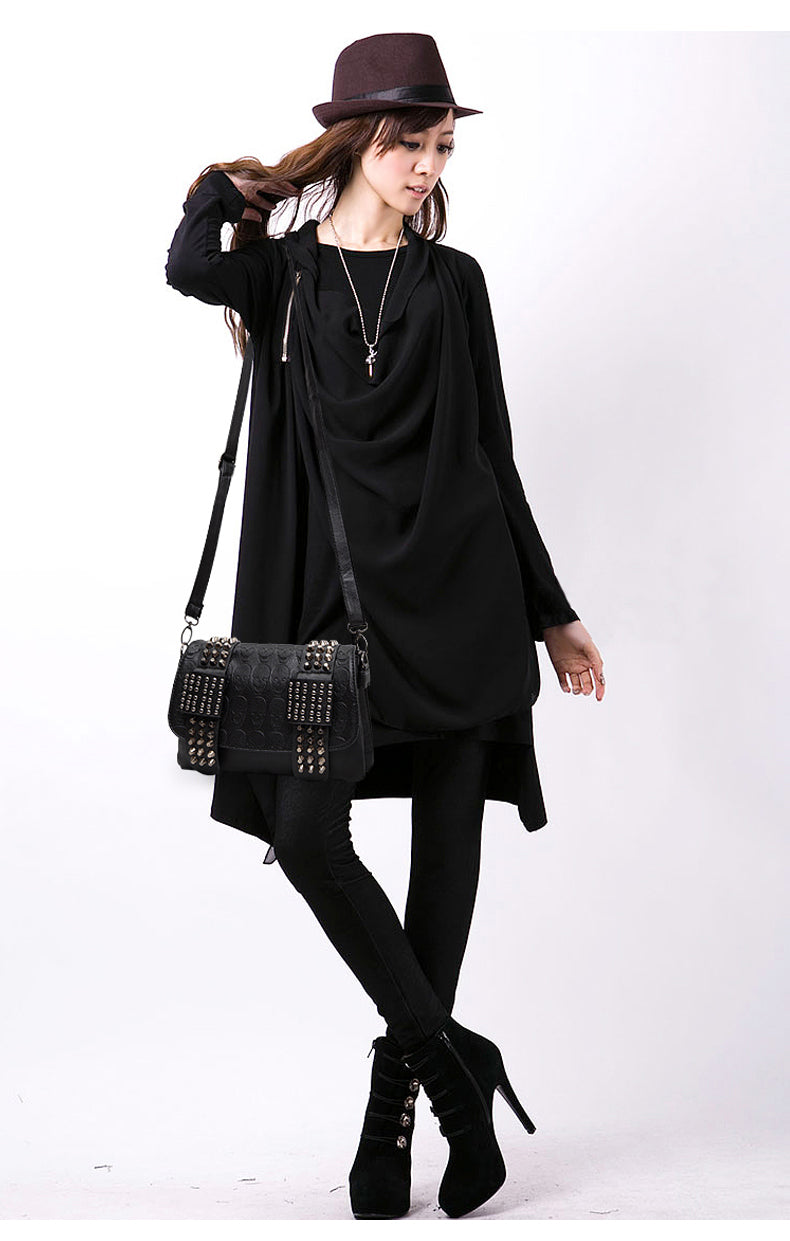 Skull Shoulder Bag, Leather Crossbody with Studs