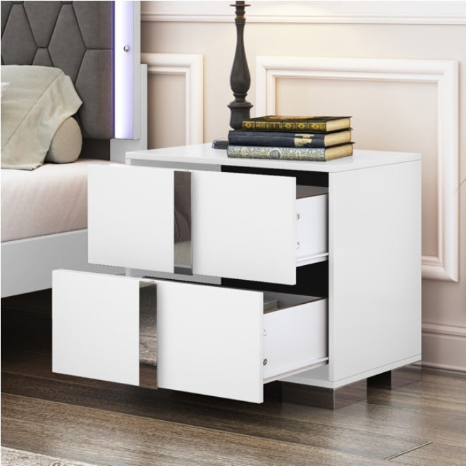 Elegant Nightstand With Metal Handle